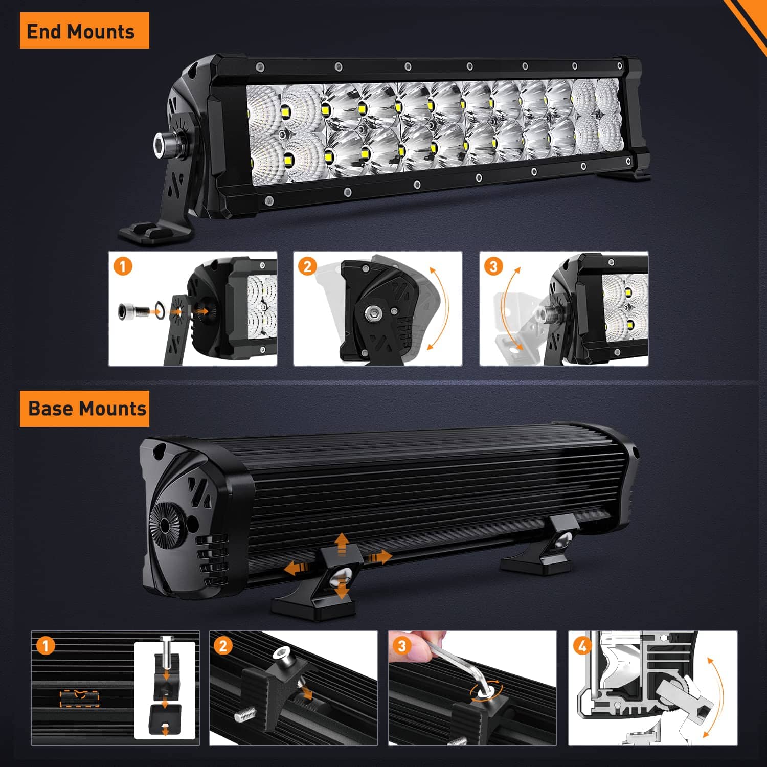 Barra de luz LED Nilight de 13.5 pulgadas 120W Flood Spot - Imagen 7