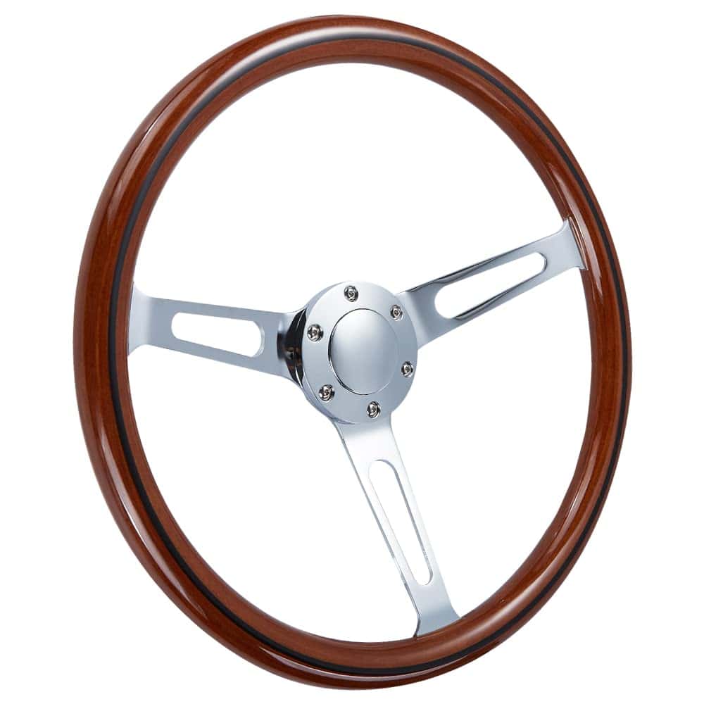 Volante Vintage de Madera de 15 Pulgadas con Agarre de