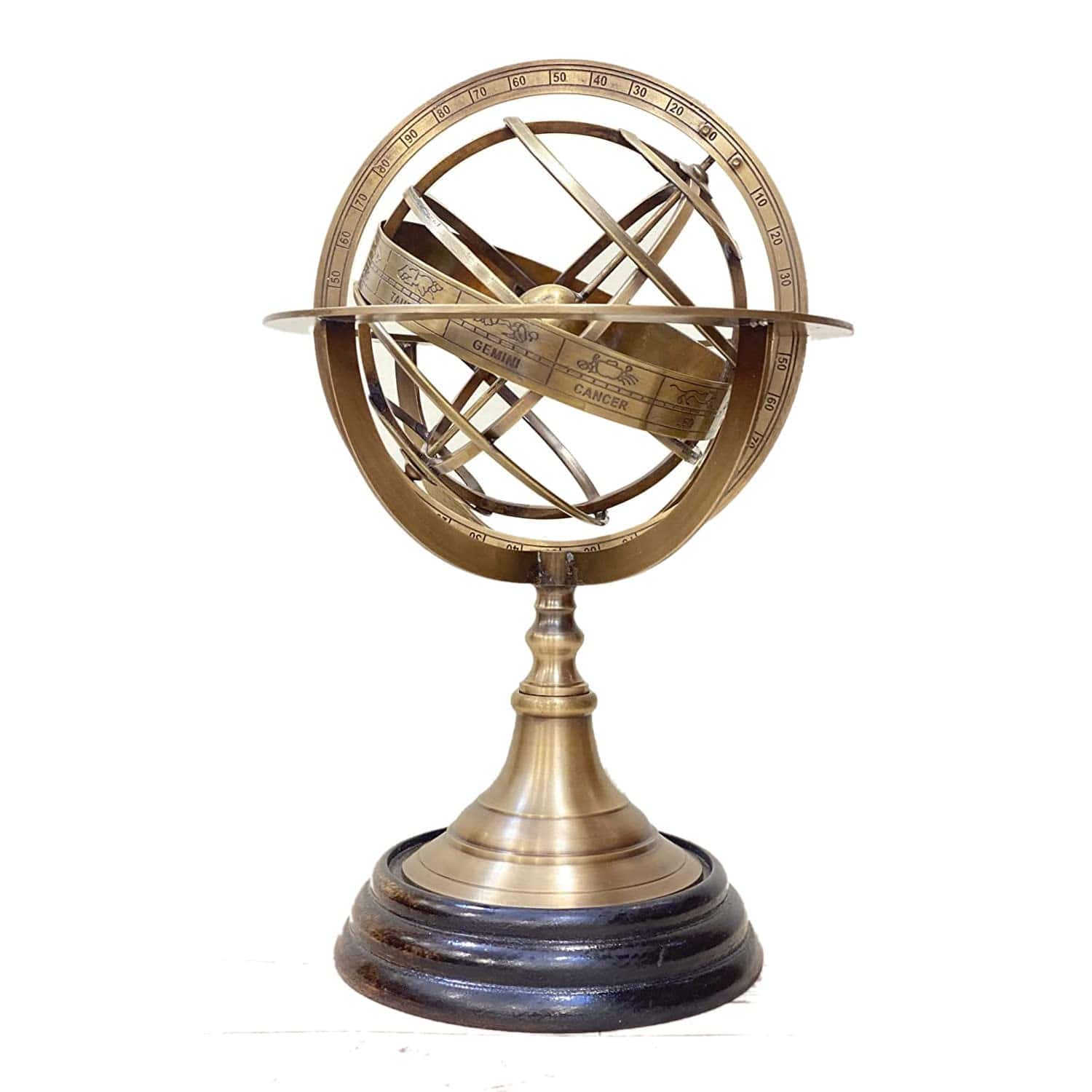 Esfera Armilar del Zodiaco de AnNafi� con Base de Madera de