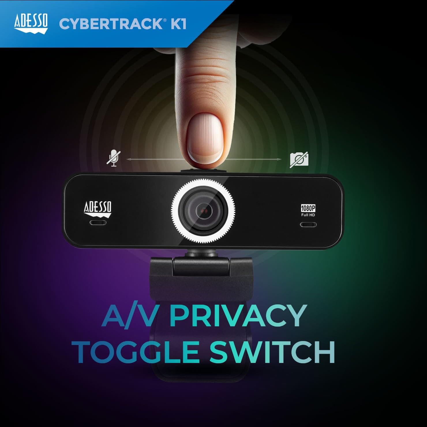 Cámara web USB Adesso CyberTrack K1 1080P Full HD con - Imagen 3