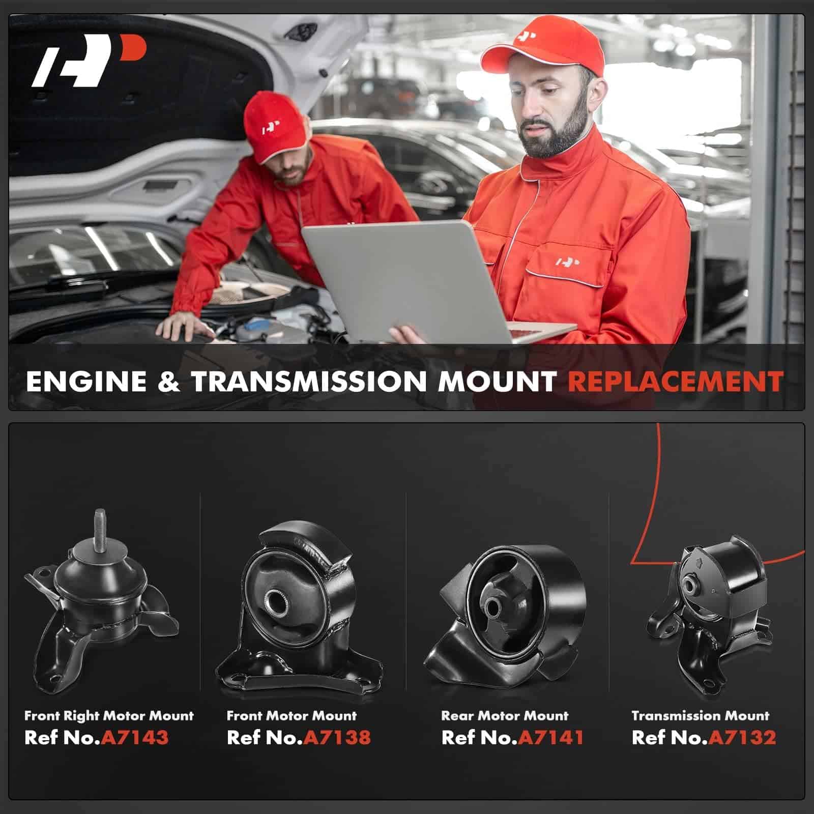 Conjunto de 4 monturas de motor y montura de transmisión - Imagen 3
