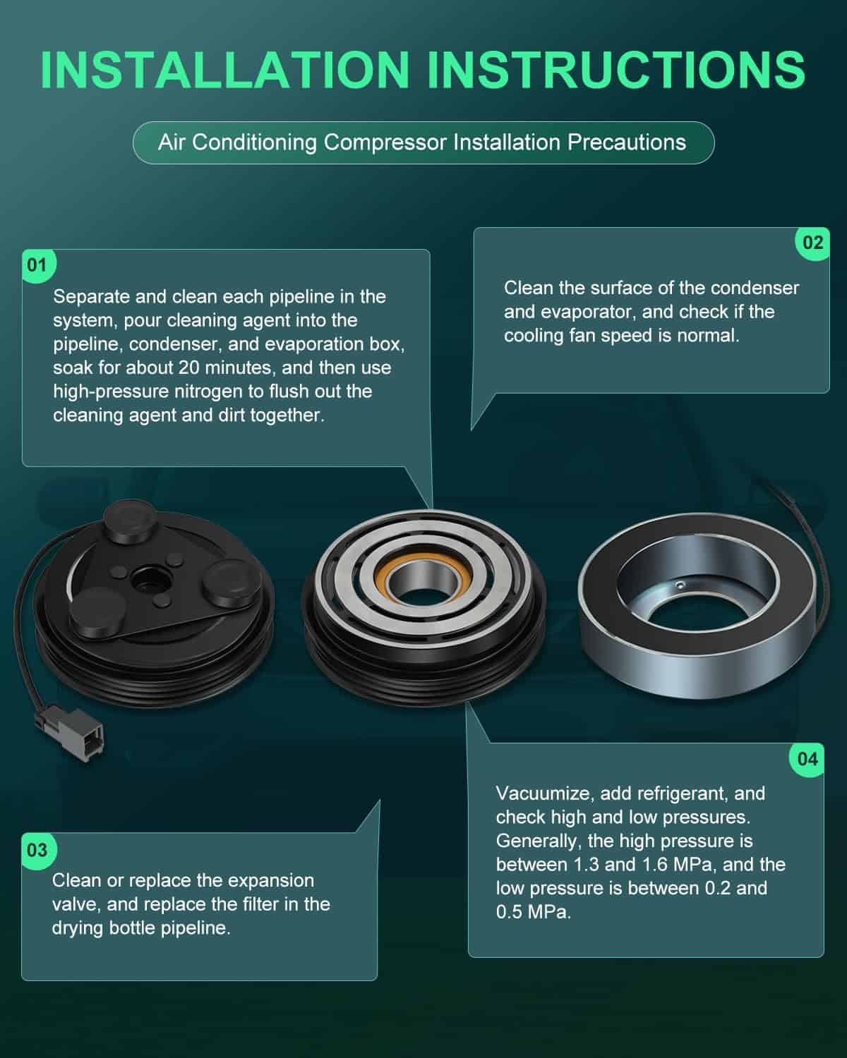 Compresor de AC SCITOO para Saab 9-2X 2.5L 2005-2006 - Imagen 8