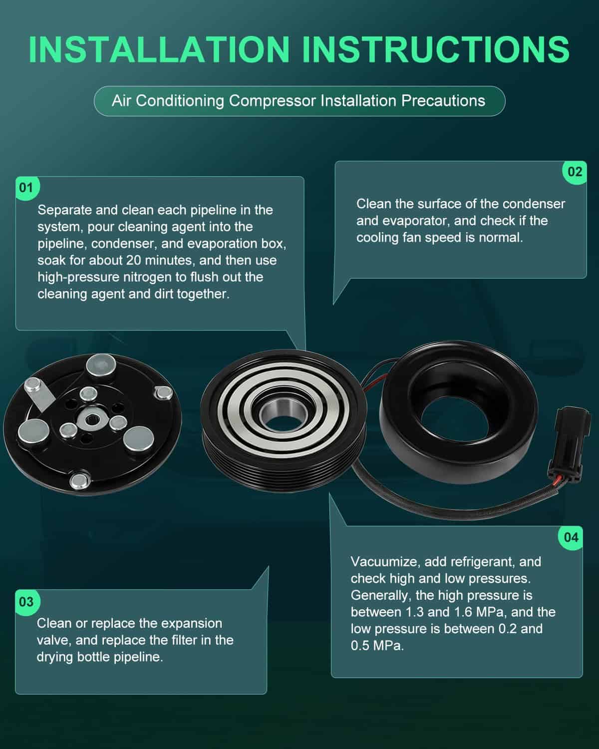 Compresor de AC SCITOO para Dodge Dakota 4.7L 2002-2003 CO - Imagen 8