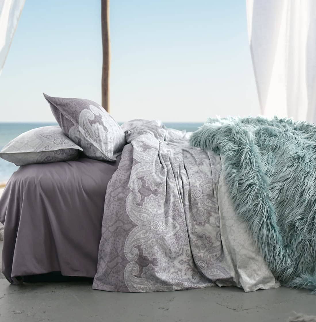 Eikei Lavender Lilac Bohemian Paisley Duvet Quilt Cover - Imagen 5