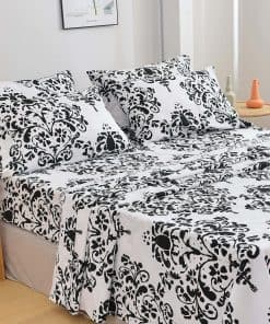 Juego de sábanas de microfibra ultrasuave -Negro y Blanco Da