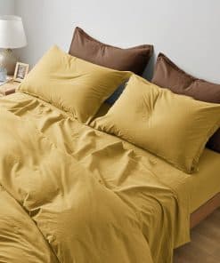 Juego de sábanas ajustables de algodón -Amarillo Mango