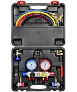 JIFETOR Juego de Manifold 4 Vías para AC, Herramienta de