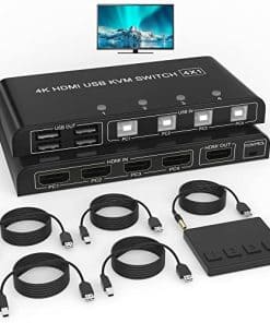 Conmutador KVM HDMI de 4 Puertos 4K@60Hz, Conmutador KVM