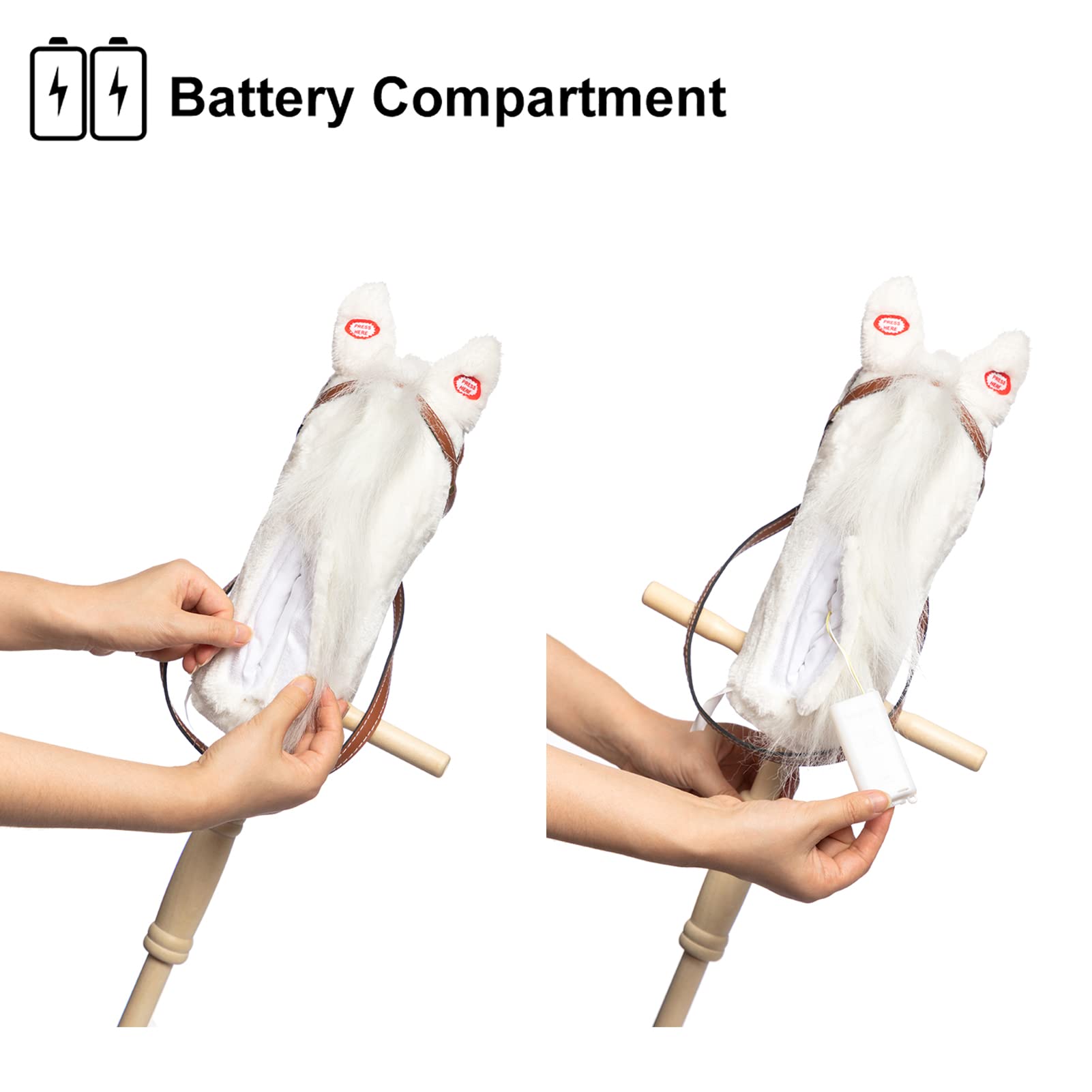 Caballo de Palo de Felpa HollyHOME Hecho a -Blanco - Imagen 6