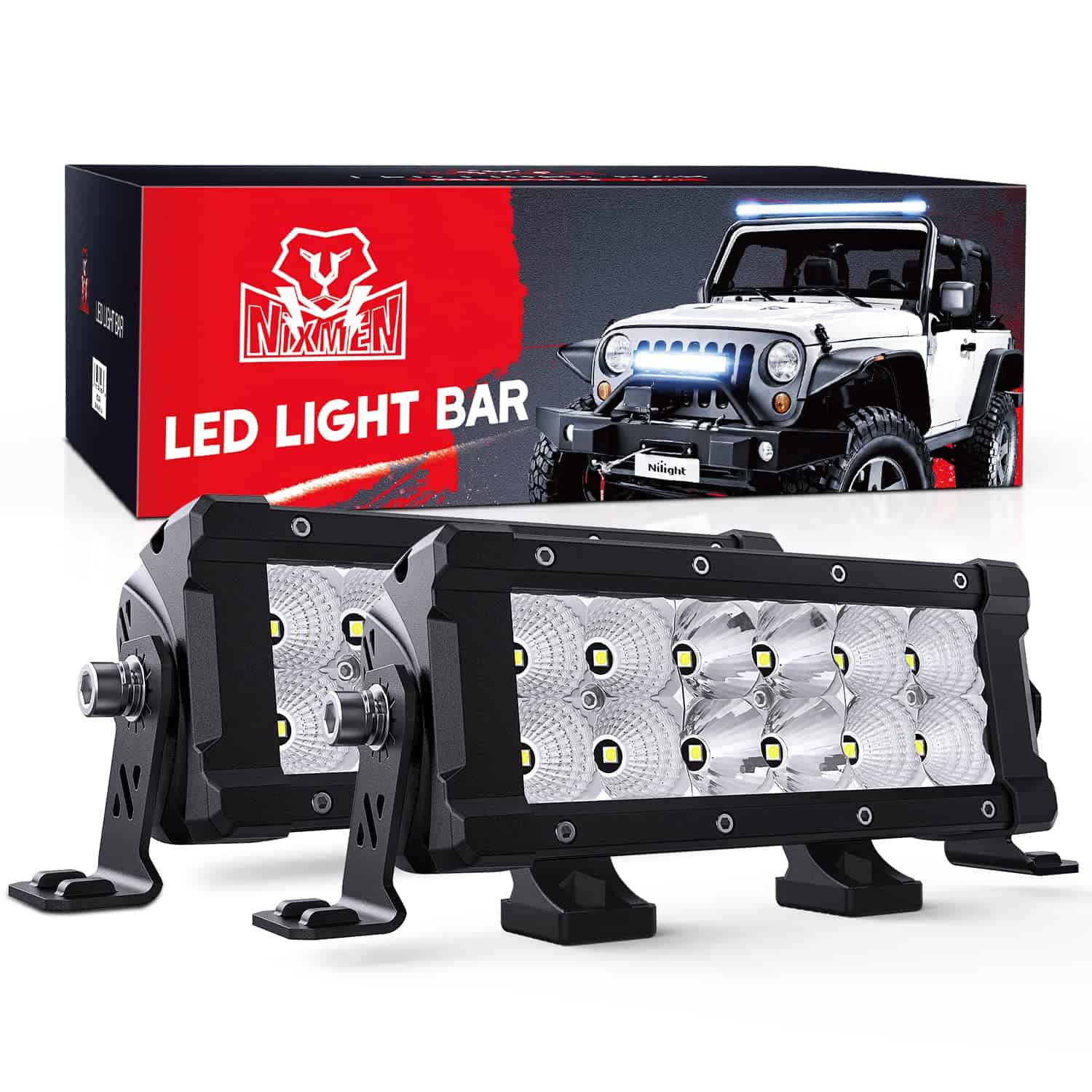 Nilight Barra de Luz LED de 7.6 Pulgadas 2PCS 60W Combo de