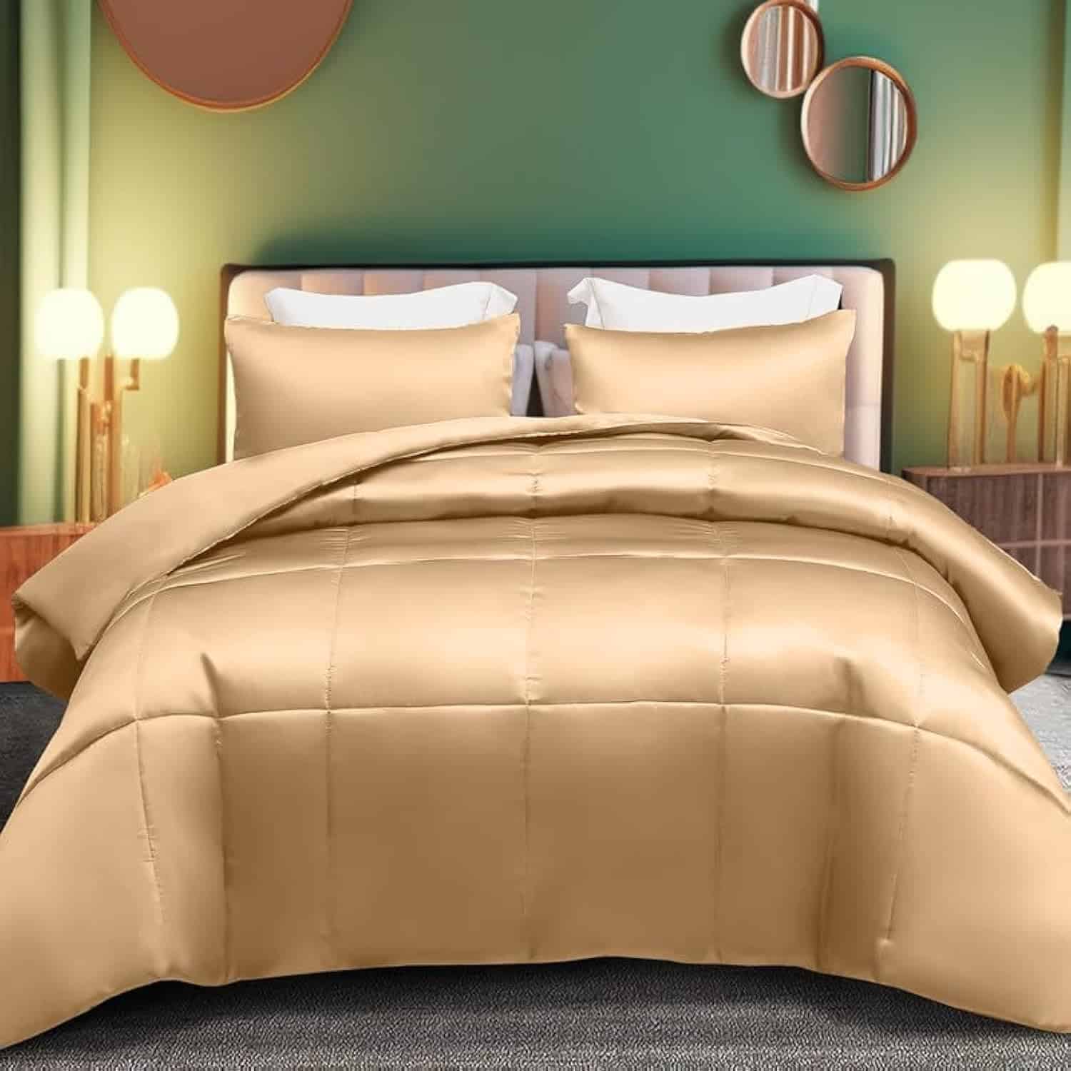 Edredón de Seda Satinada de Lujo - Puntada en Cuadros -