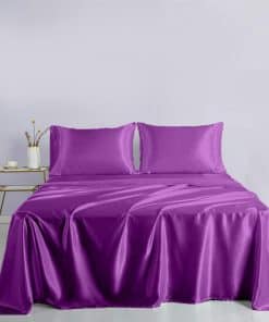 Juego de Sábanas de Seda Satinada Rico Bedding -Berenjena
