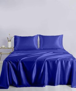 Juego de Sábanas de Seda Satinada Rico Bedding -Azul Real