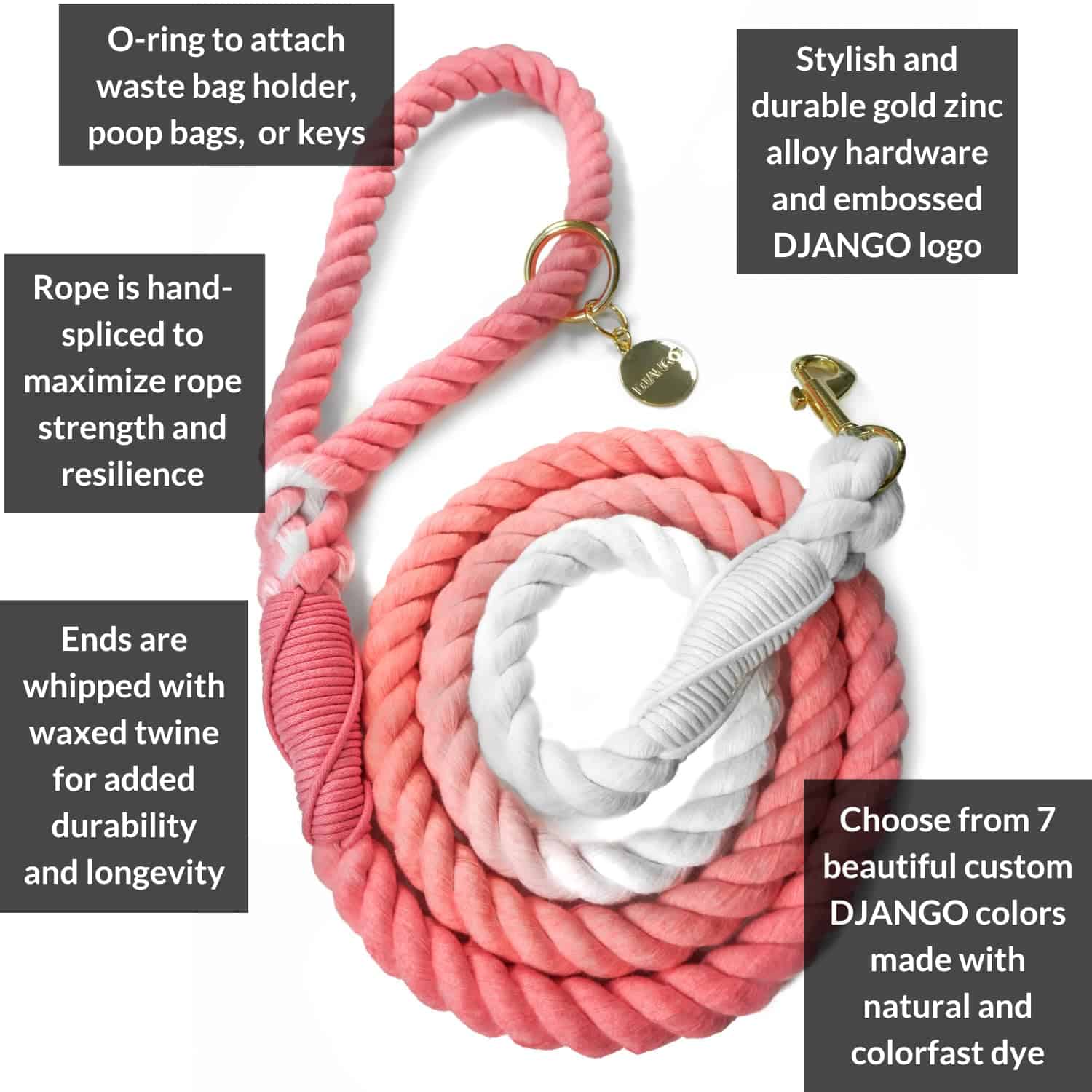 Correa de algodón para perros DJANGO | 5 FT Ombre Correa de - Imagen 9