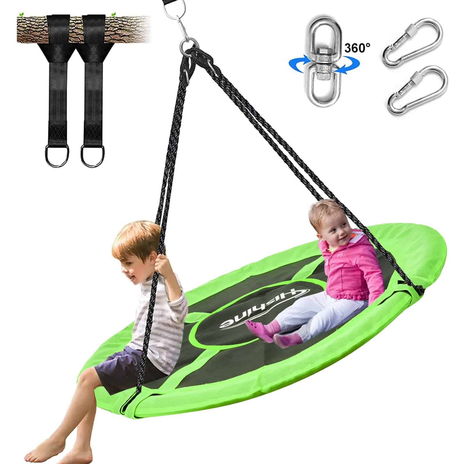 Hishine 43" Columpio con Forma de Platillo para Niños, Gira