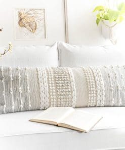 Funda de Cojín Decorativo Lumbar Gris BlissBlush 14x36,