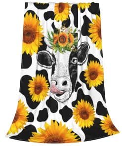 Manta de Franela con Estampado de Vaca Girasol Linda Manta