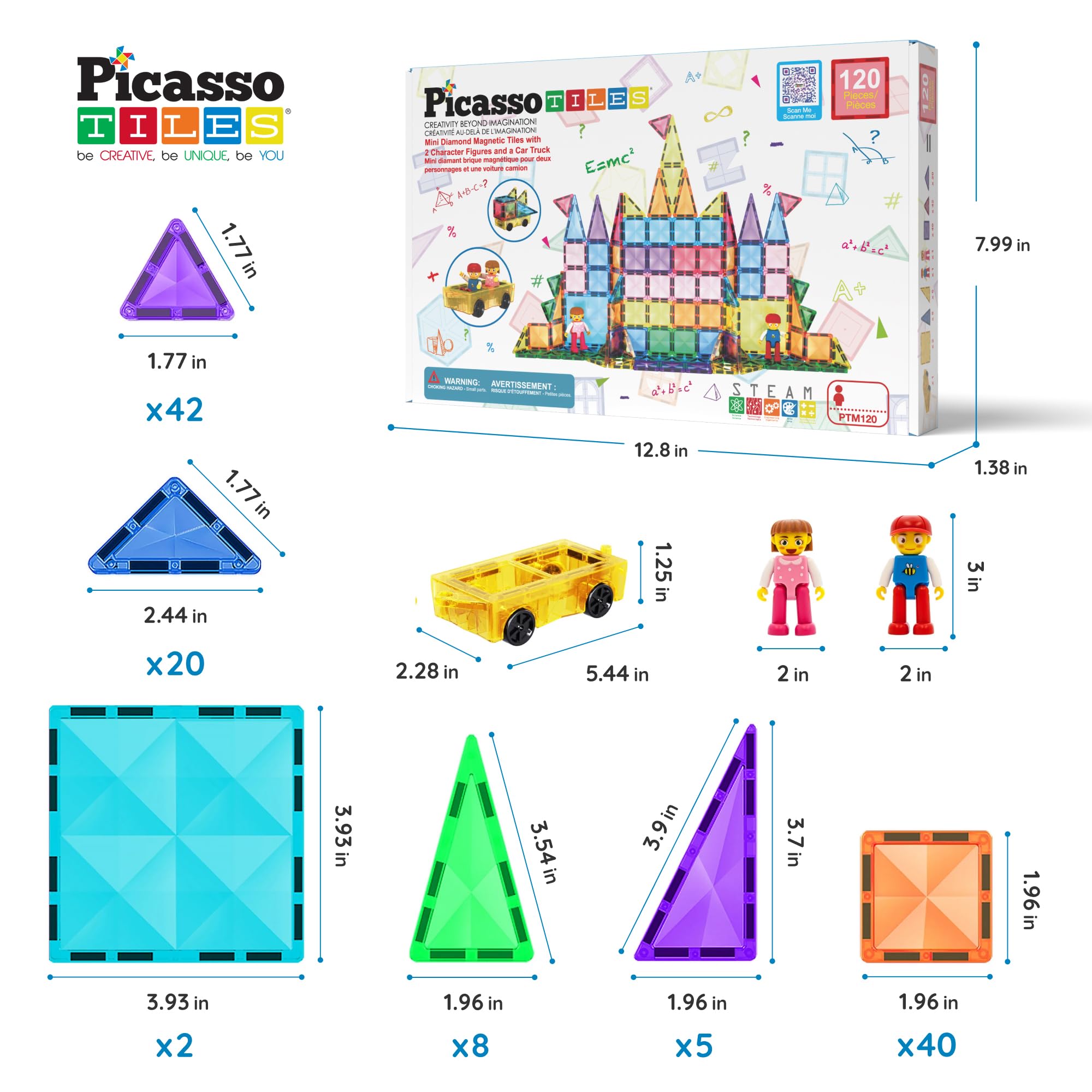 PicassoTiles 120 Piezas Bloques de Construcción Magnéticos - Imagen 3