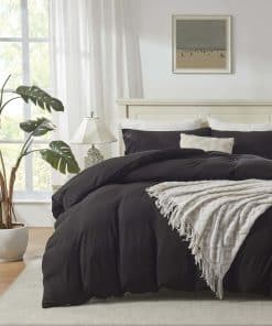 Juego de Funda de Edredón de Algodón de -Negro