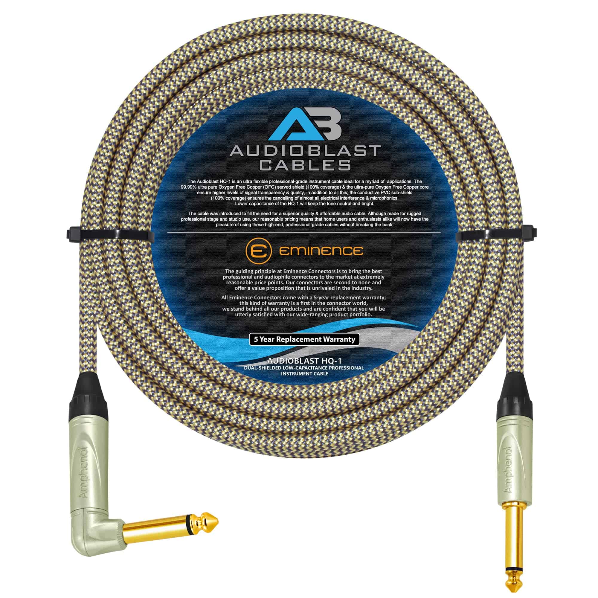 Cable de Instrumento de Guitarra Bajo de 20 Pies -