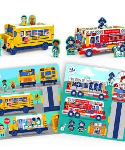 Pack de Juguetes Rompecabezas Camión de Bomberos y Autobús