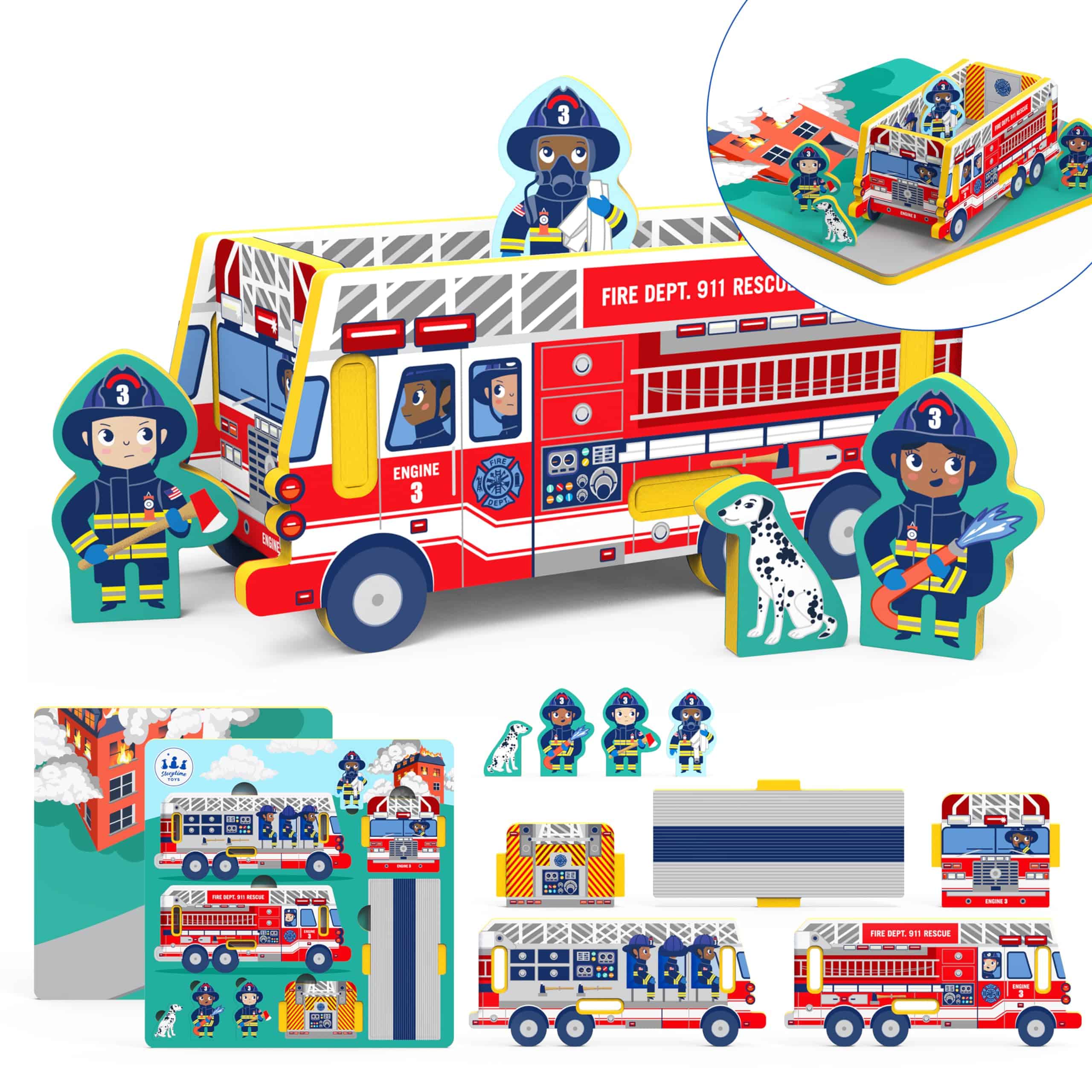 Pack de Juguetes Rompecabezas Camión de Bomberos y Autobús - Imagen 4