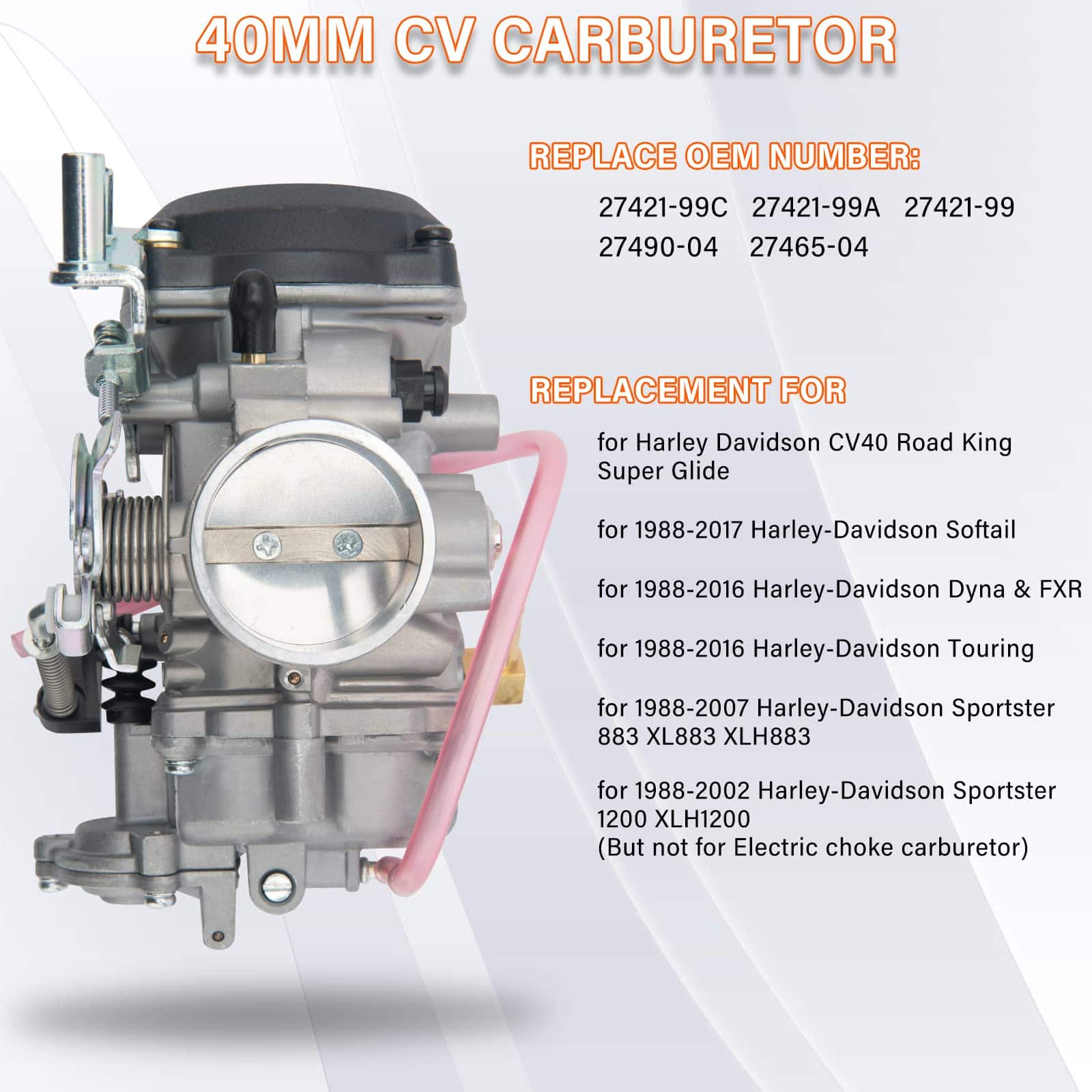 Carburador 883 CV 40mm para Harley Davidson HD Sportster - Imagen 4