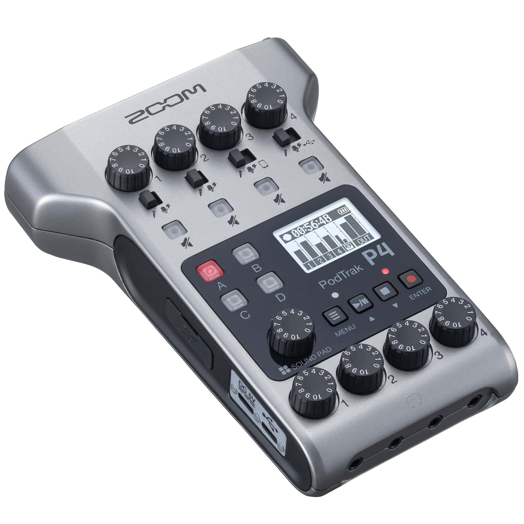 Grabador de podcast portátil Zoom PodTrak P4, 4 entradas de - Imagen 3