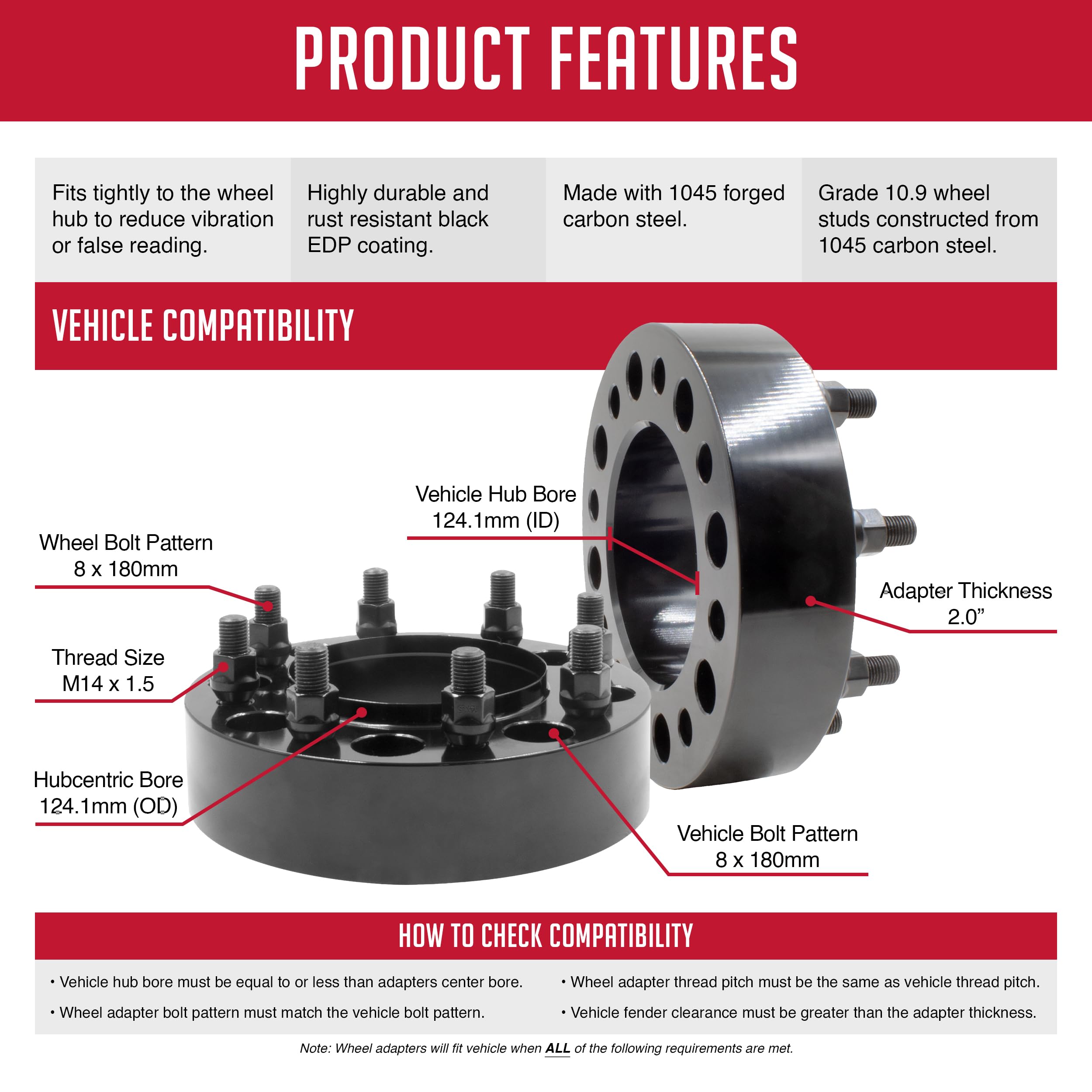 1 Pc Separadores de Rueda de Acero Hub Centric para 8 en - Imagen 6