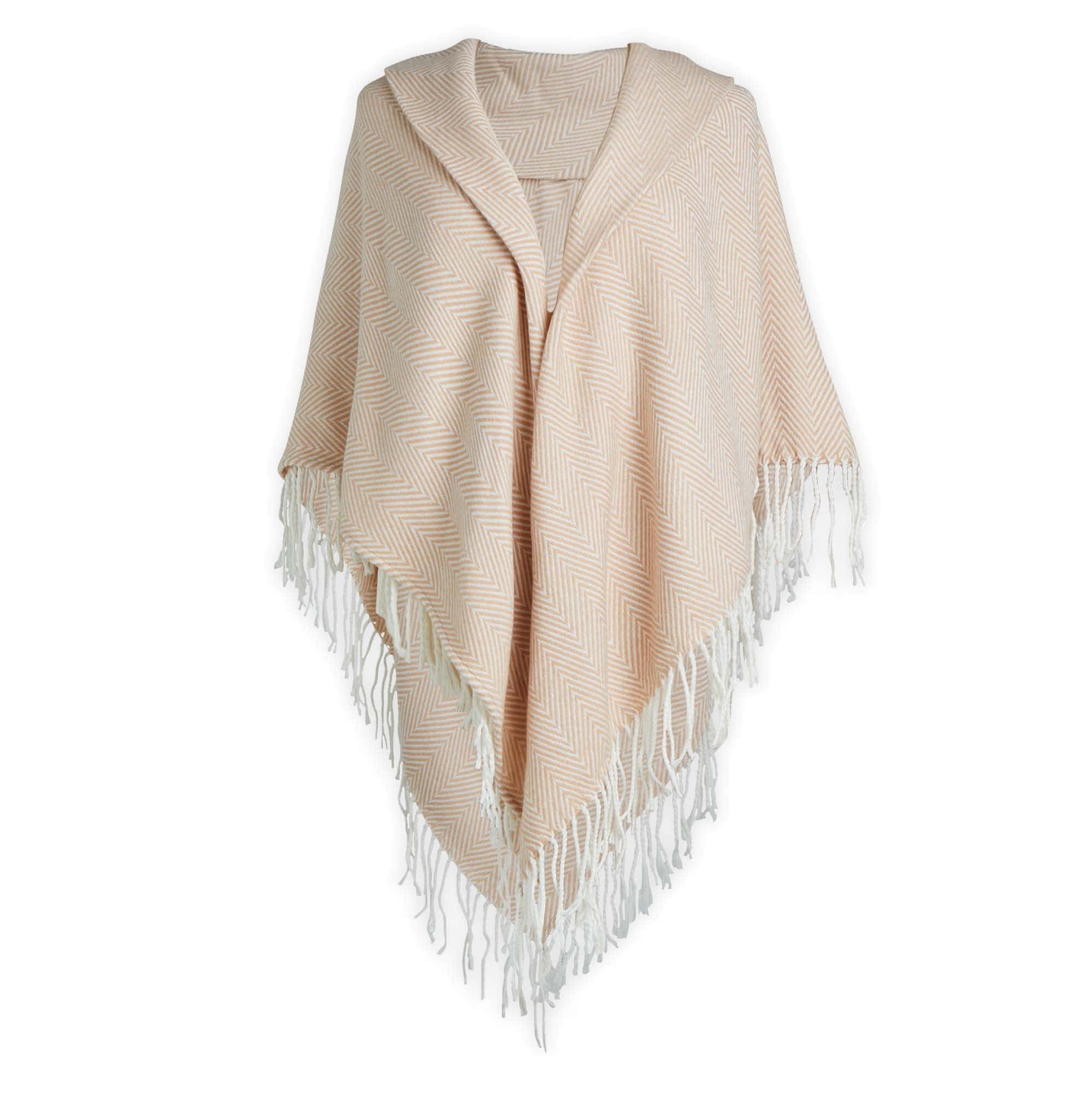 DEMDACO Mantón de Manta con Flecos de Borla en Crema y