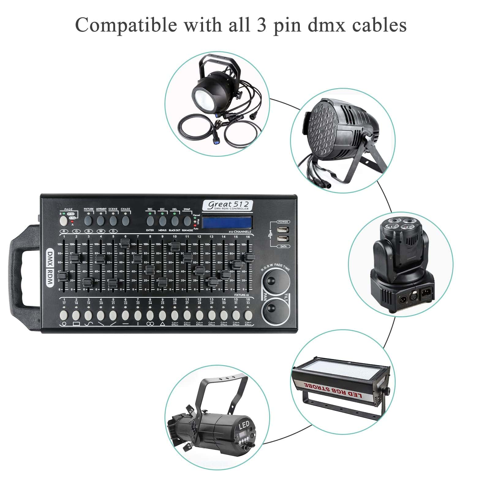 Controlador de Luces DMX 512, Controlador de Luces para dj, - Imagen 5