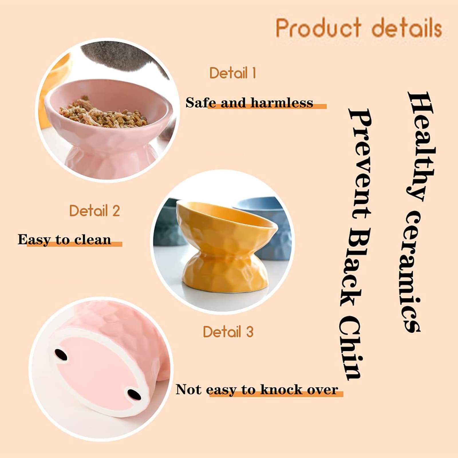 Juego de 2 tazones elevados para gatos, inclinados y - Imagen 4