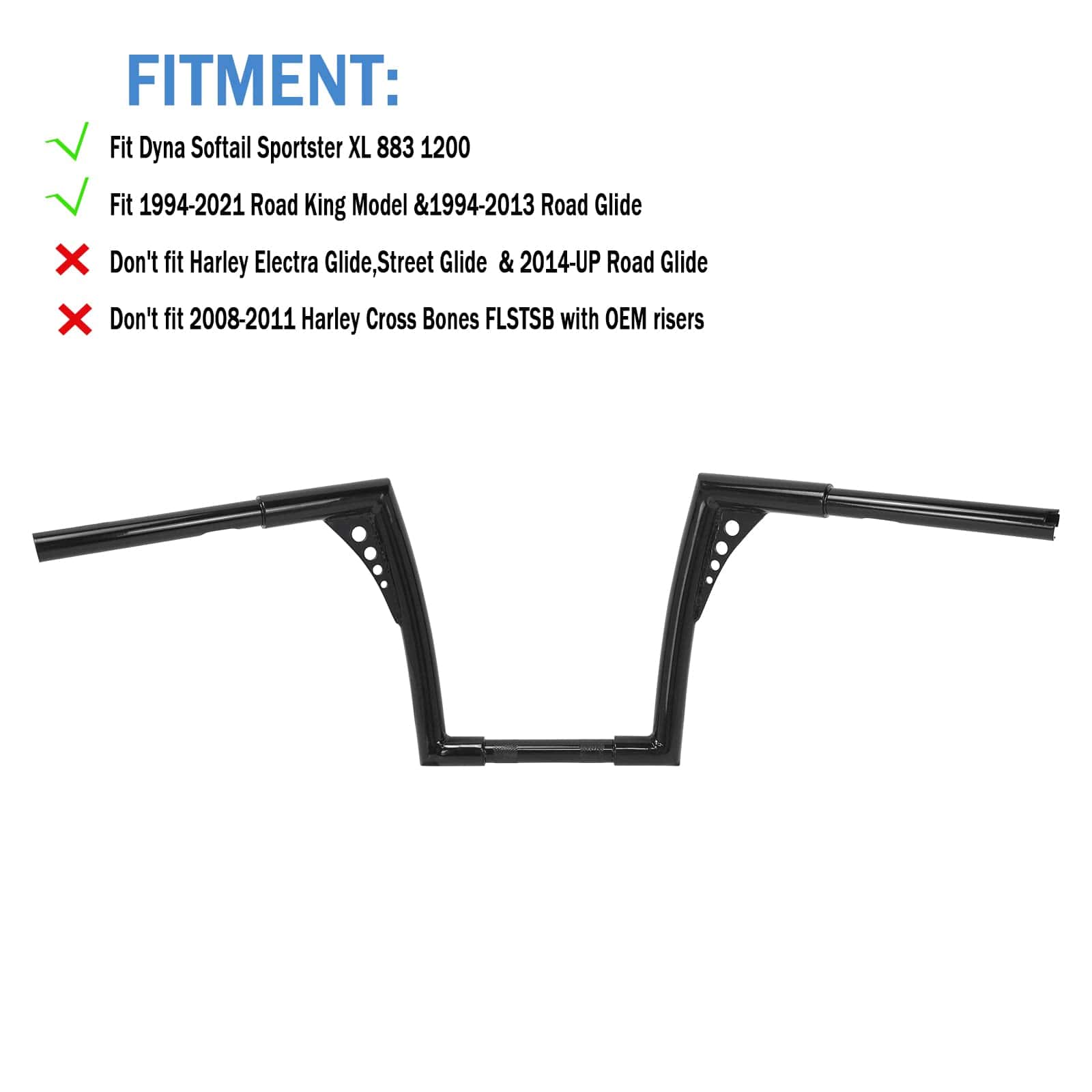 Manillar de 12" Ape Hangers Z Bar Handlebar 1 1/4" - Imagen 5