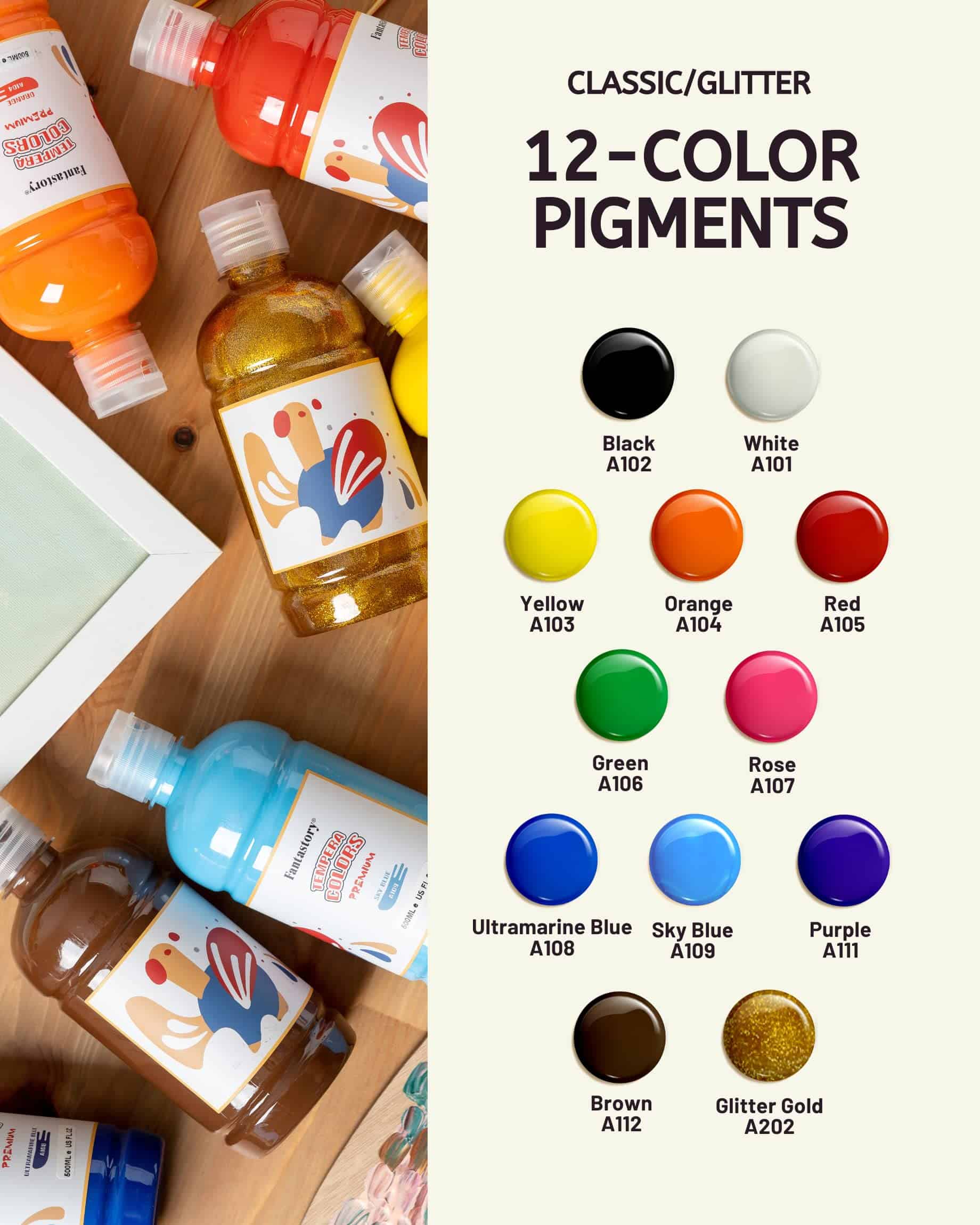 Pintura Tempera para Niños Fantastory 12 Colores (16.9 oz - Imagen 3