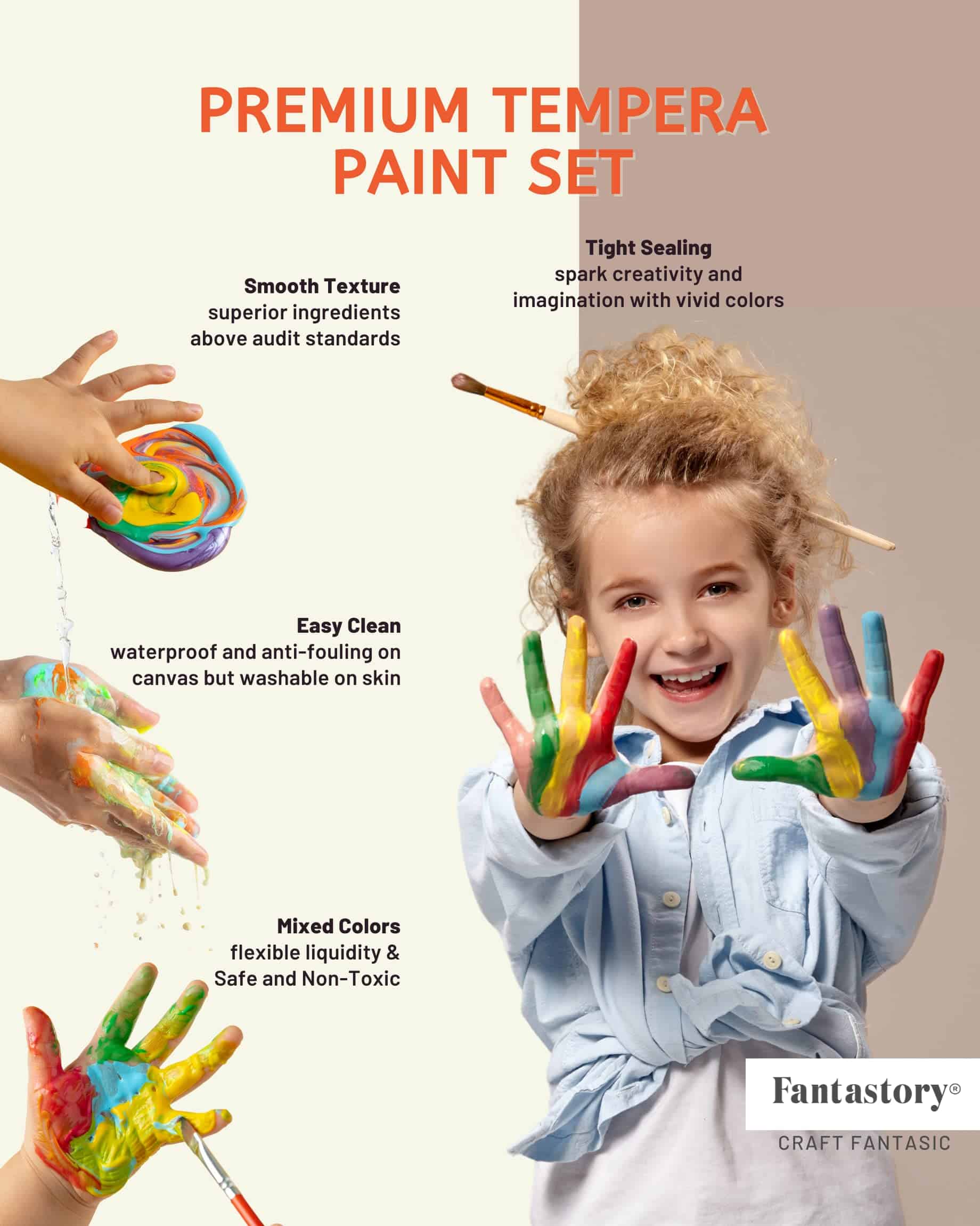 Pintura Tempera para Niños Fantastory 12 Colores (16.9 oz - Imagen 5