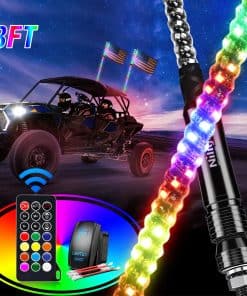 Nilight 2PCS 3 pies Espiral RGB Led Whip Light c/RGB