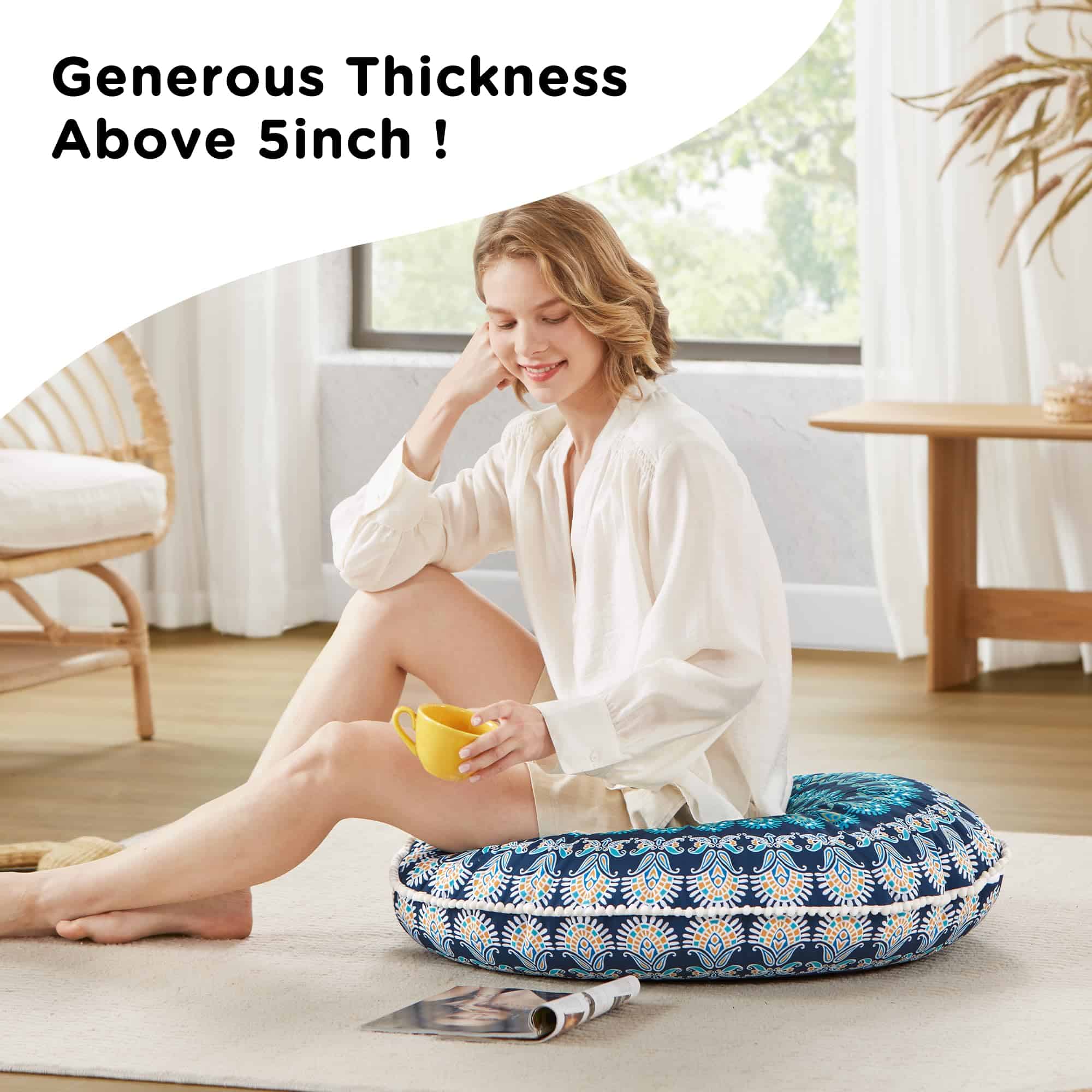 Cojín de meditación Codi, cojín grande redondo para - Imagen 6