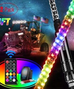 Nilight 2PCS 4FT Spiral RGB LED Whip Light w/RGB