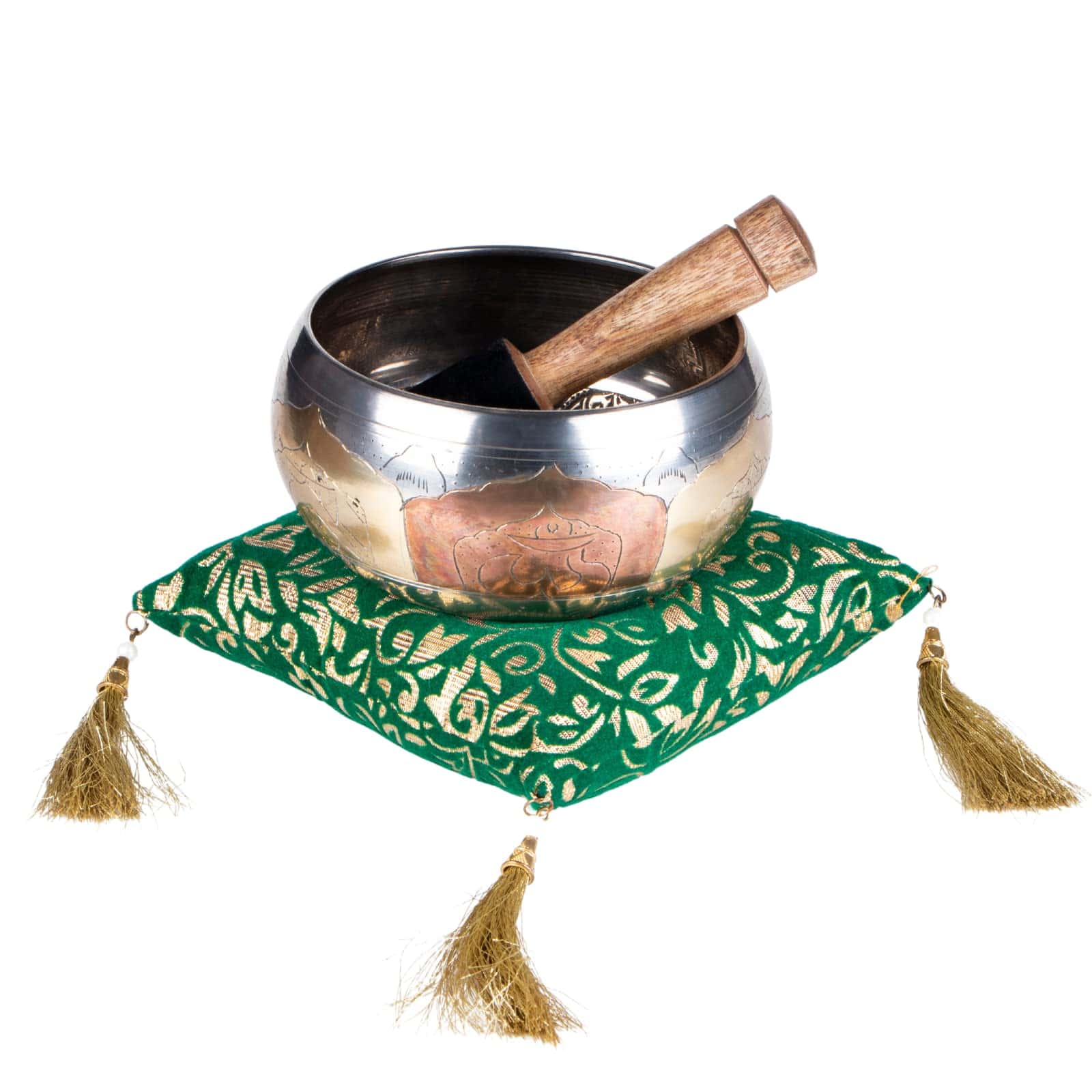 Set de Cuenco Tibetano Cosynee con Color Plateado de Cobre