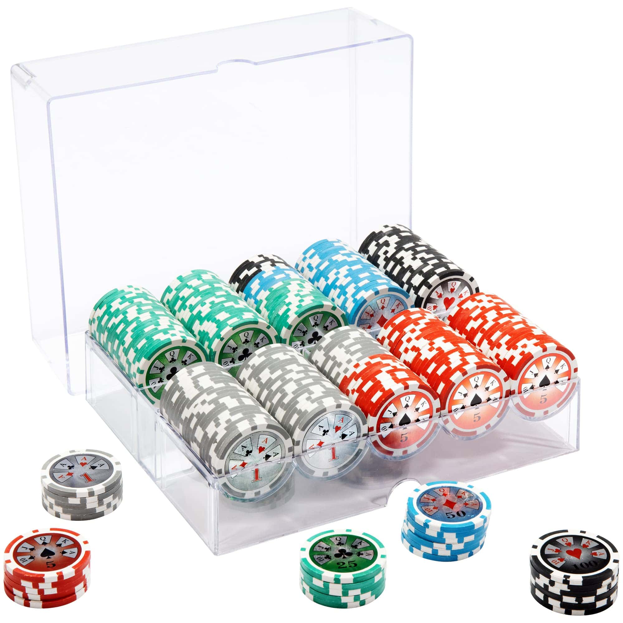 Juego de fichas de póker MBGBrybelly Hi-Roller en estuche