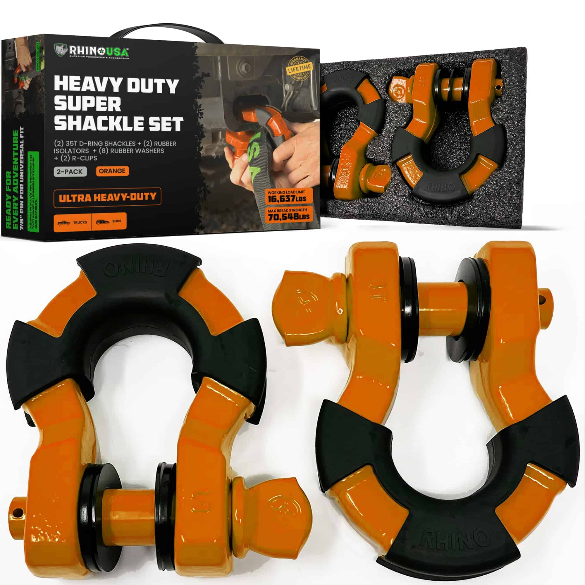 Rhino USA D Ring Super Shackles 70,548lb Break Strength �