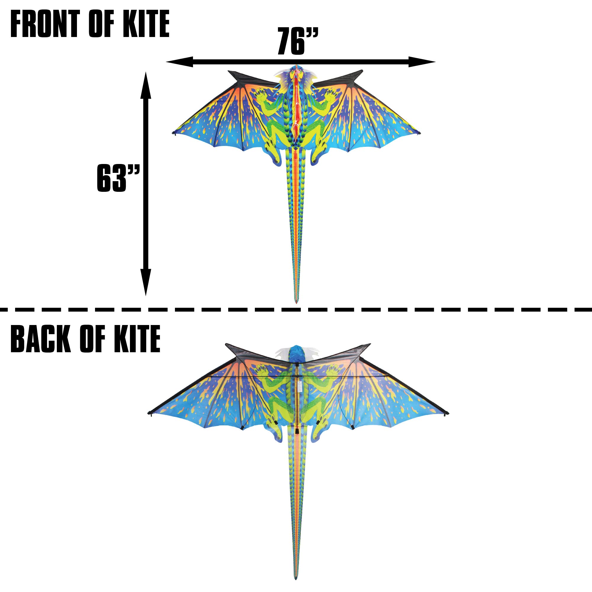Cometa de Dragón Supersize Azul WindNSun w / Cabeza 3D - Imagen 4