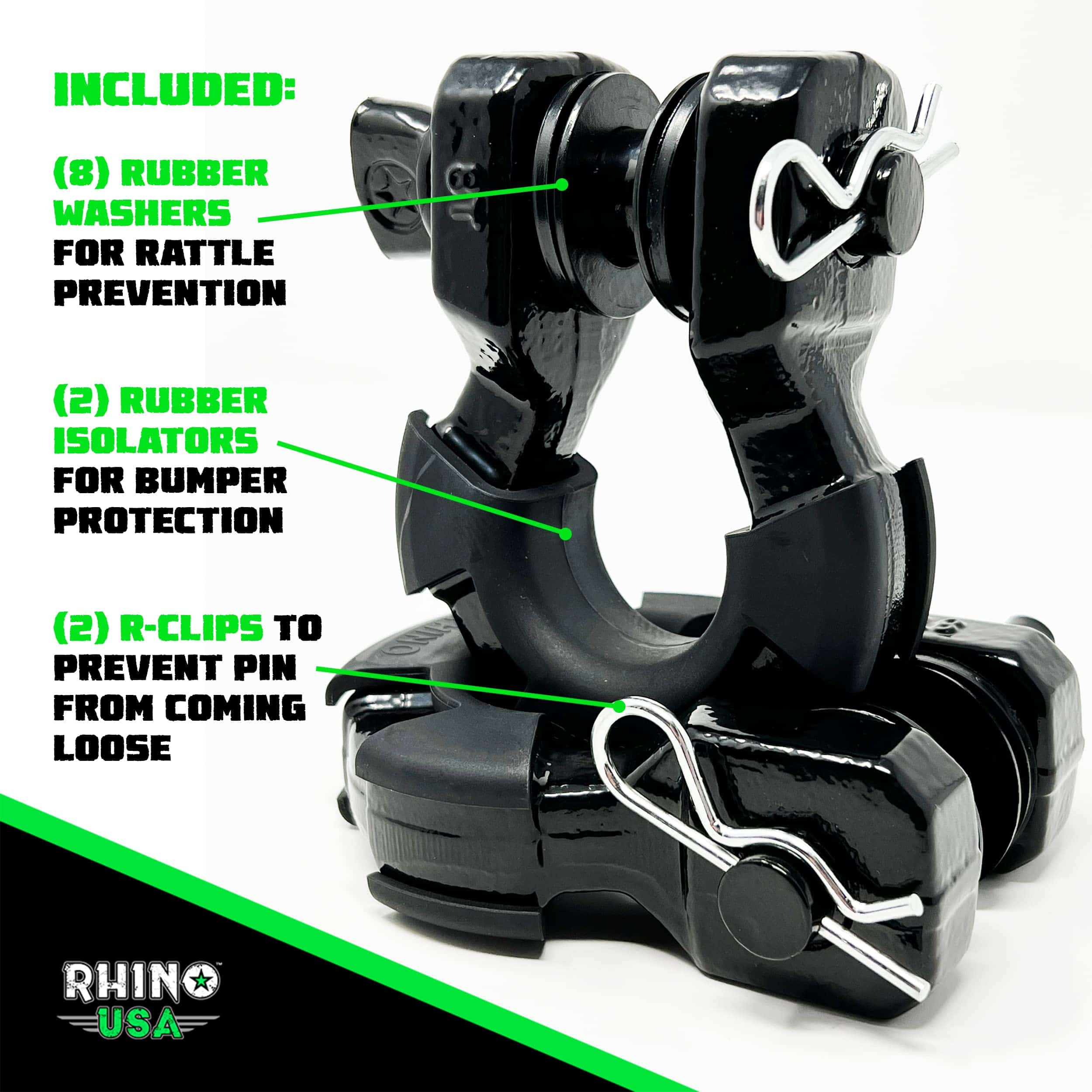 Rhino USA D Ring Super Shackles 70,548lb -Negro Mate (2PK) - Imagen 4