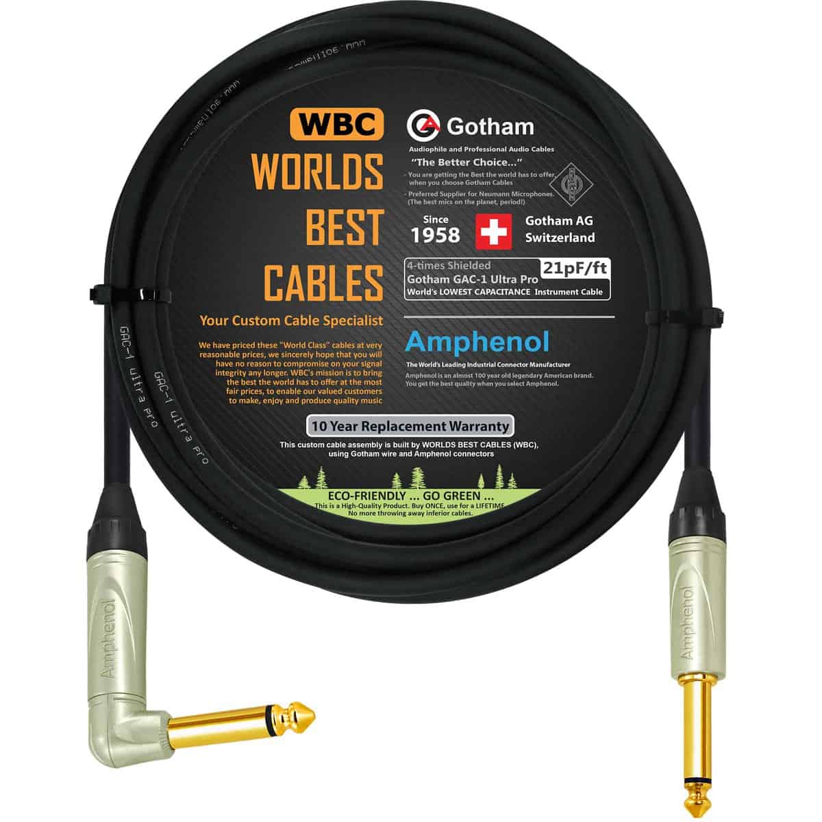 12 Foot - Gotham GAC-1 Ultra Pro (Negro) - Cable Premium de