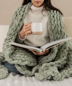 Manta de Punto Grueso SAMIAH LUXE Verde Salvia 50x60, Manta