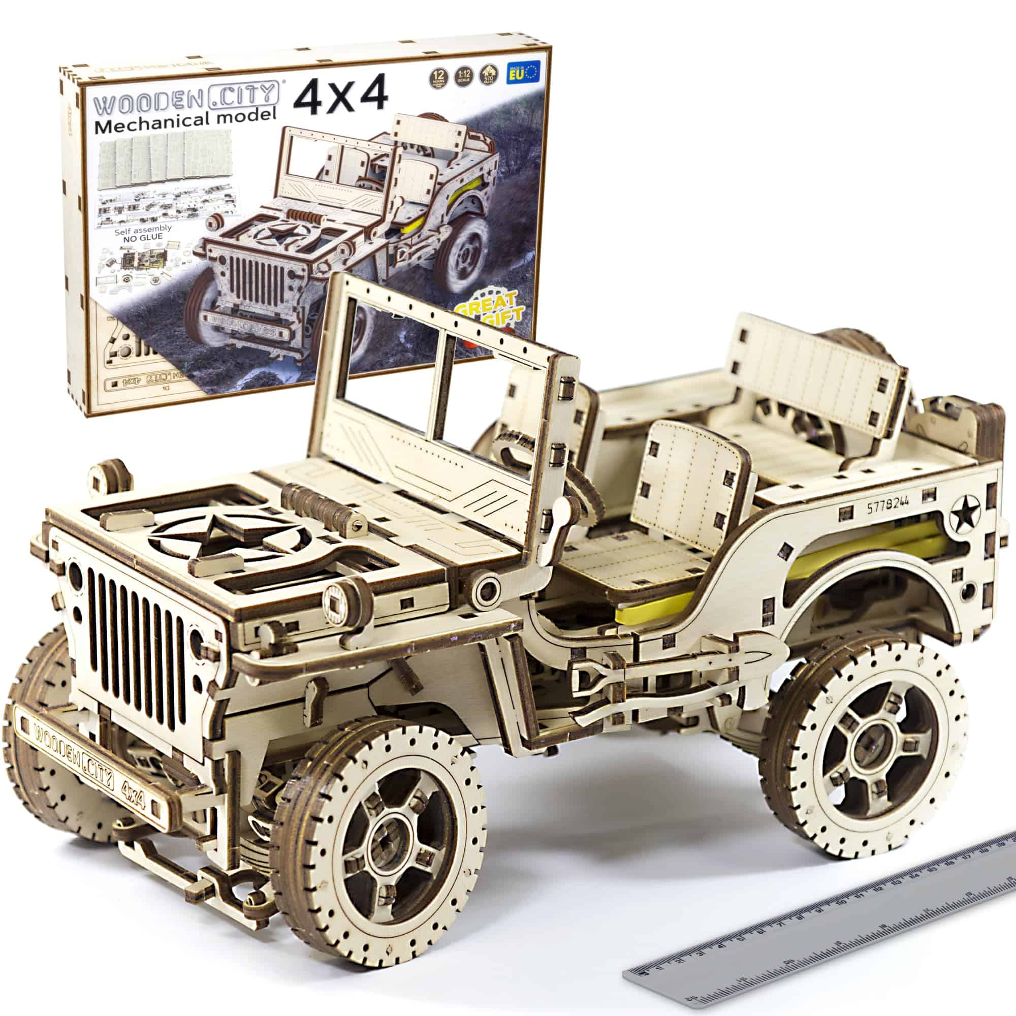KIT de modelo de coche WOODEN.CITY para construir Jeep 4x4-