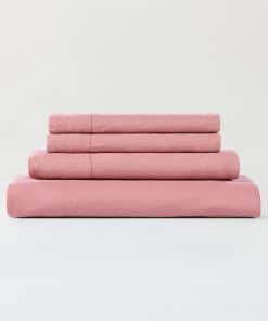 Juego de sábanas de lino orgánico Francés -Rosa Arcilla