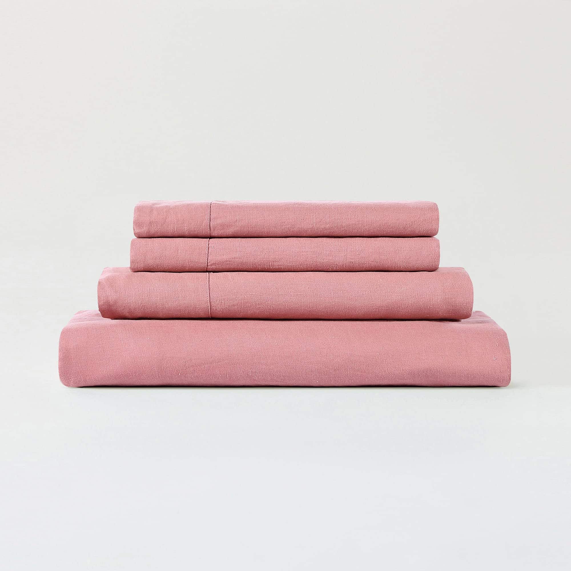 Juego de sábanas de lino orgánico Francés -Rosa Arcilla