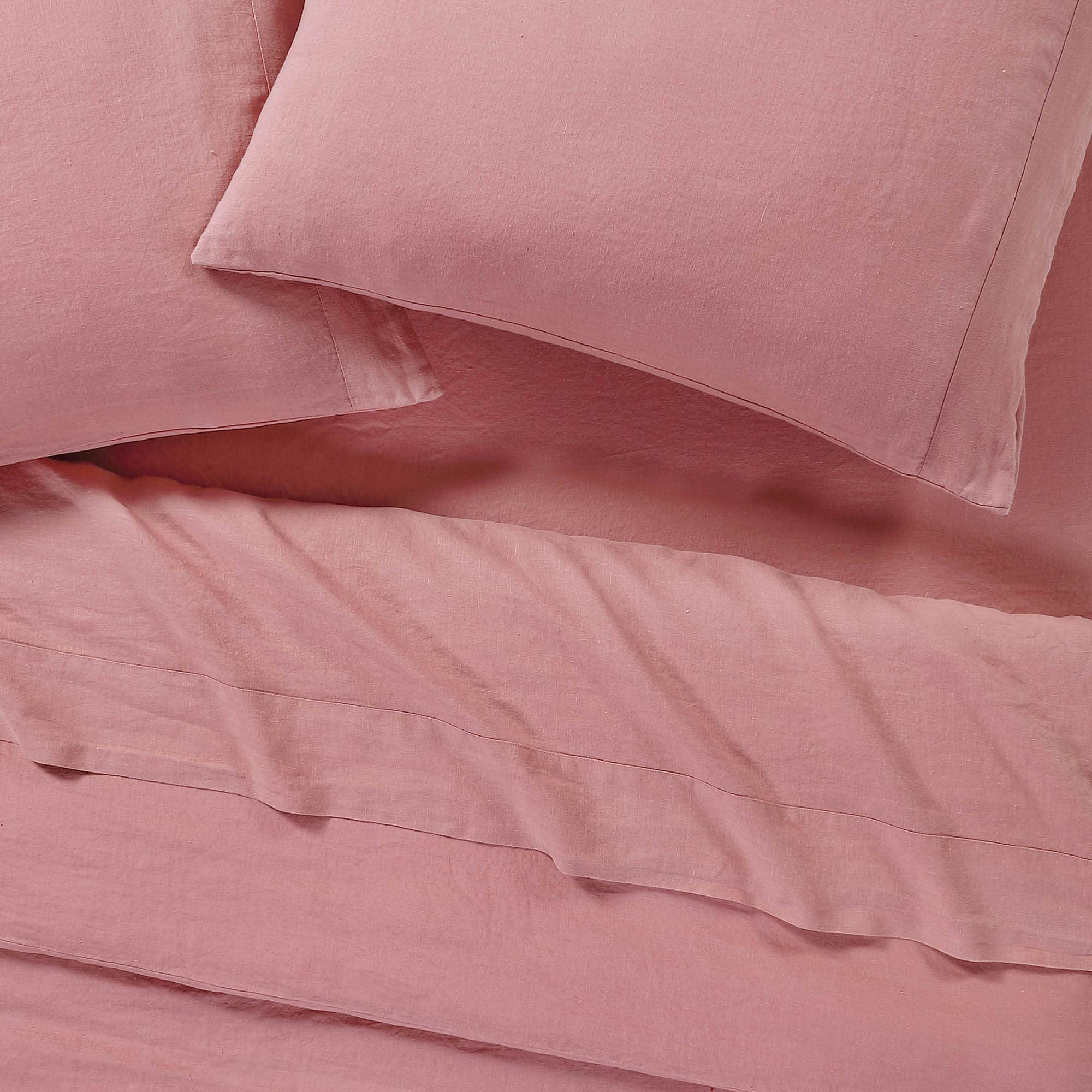 Juego de sábanas de lino orgánico Francés -Rosa Arcilla - Imagen 6