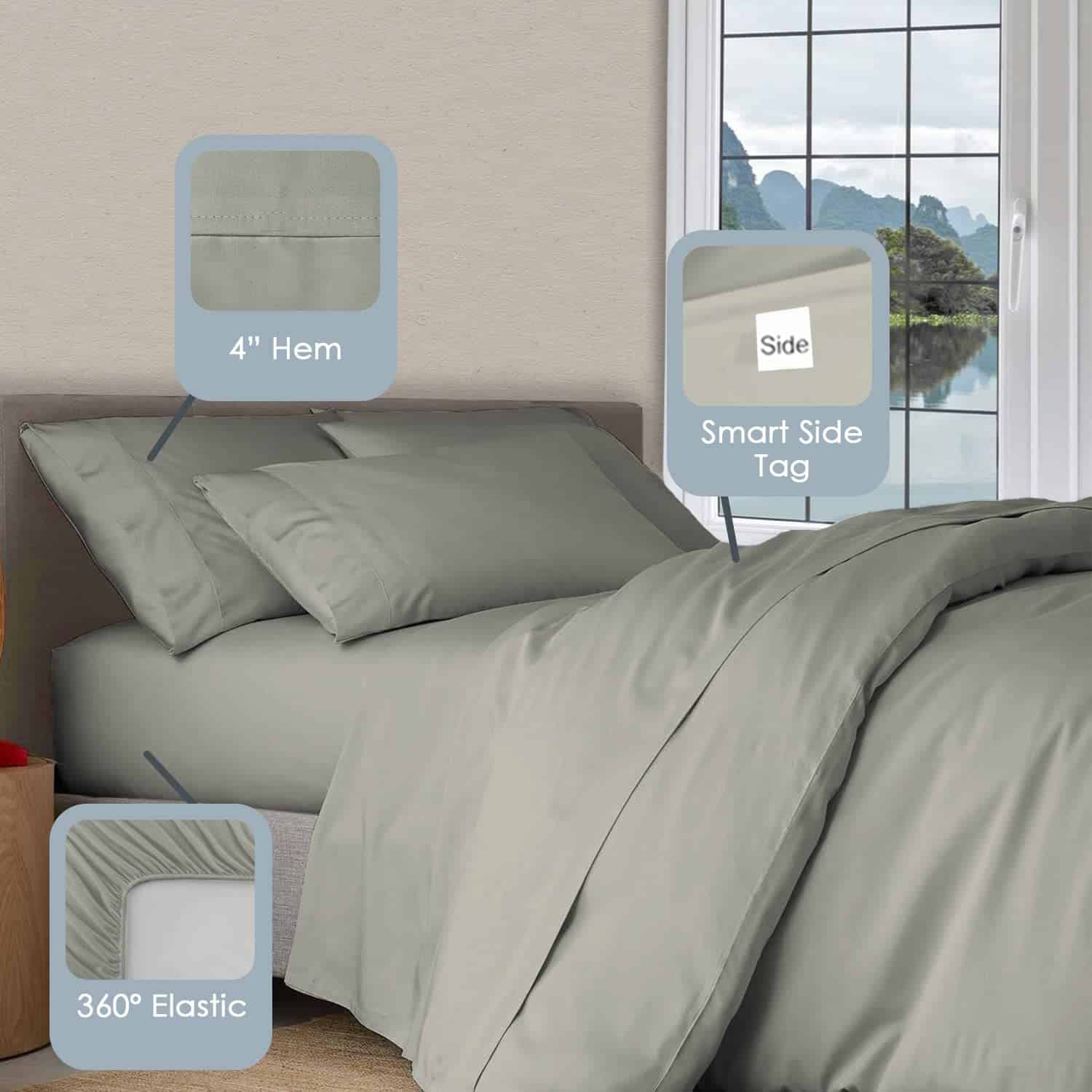 Juego de sábanas de algodón 100% puro de lujo para cama - Imagen 4